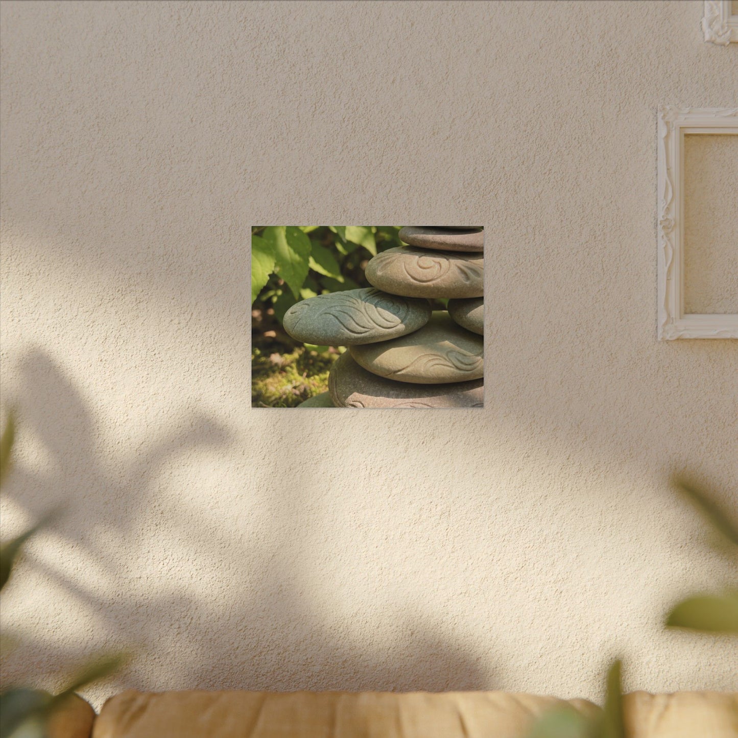 River Stones Summer Canvas Art | Japandi Earthy Design