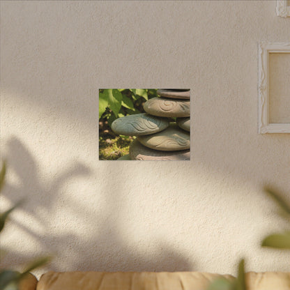 River Stones Summer Canvas Art | Japandi Earthy Design