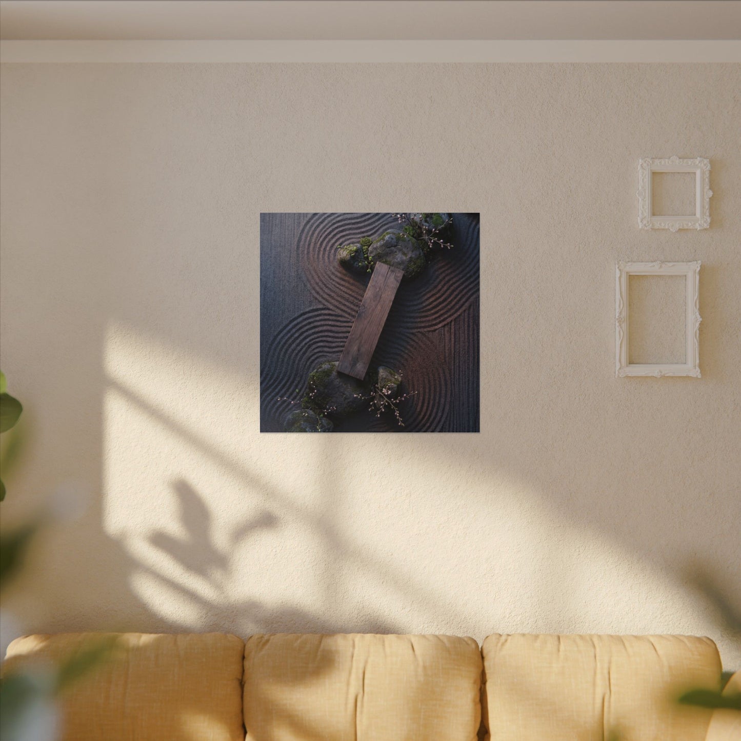 Spring Rock Garden Moody Minimal Canvas Art | Atmospheric Decor