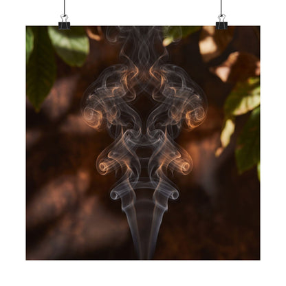Dark Japandi Incense Smoke in Dappled | Shadow Zen Wall Art Print