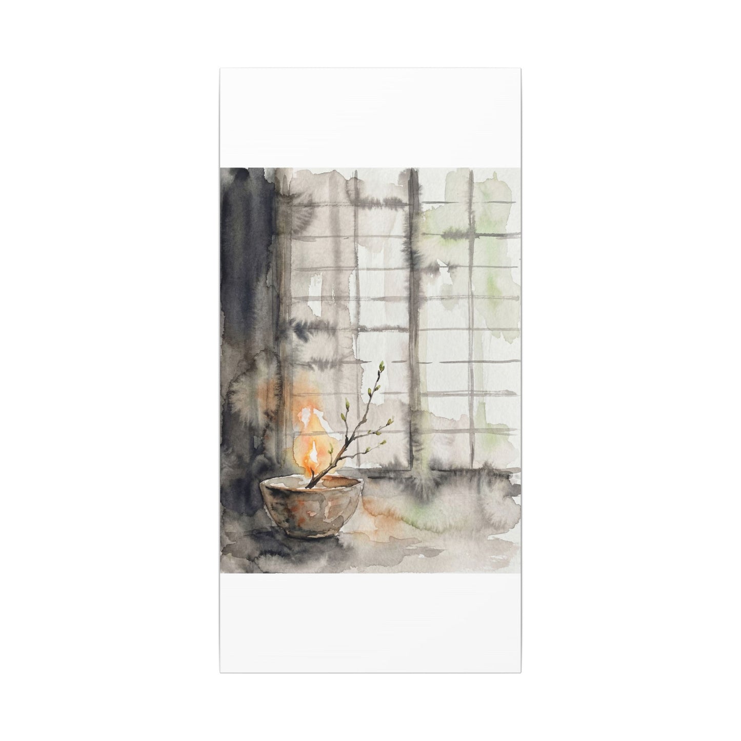 Shoji Screen Canvas Art | Spring Japandi Watercolor Art