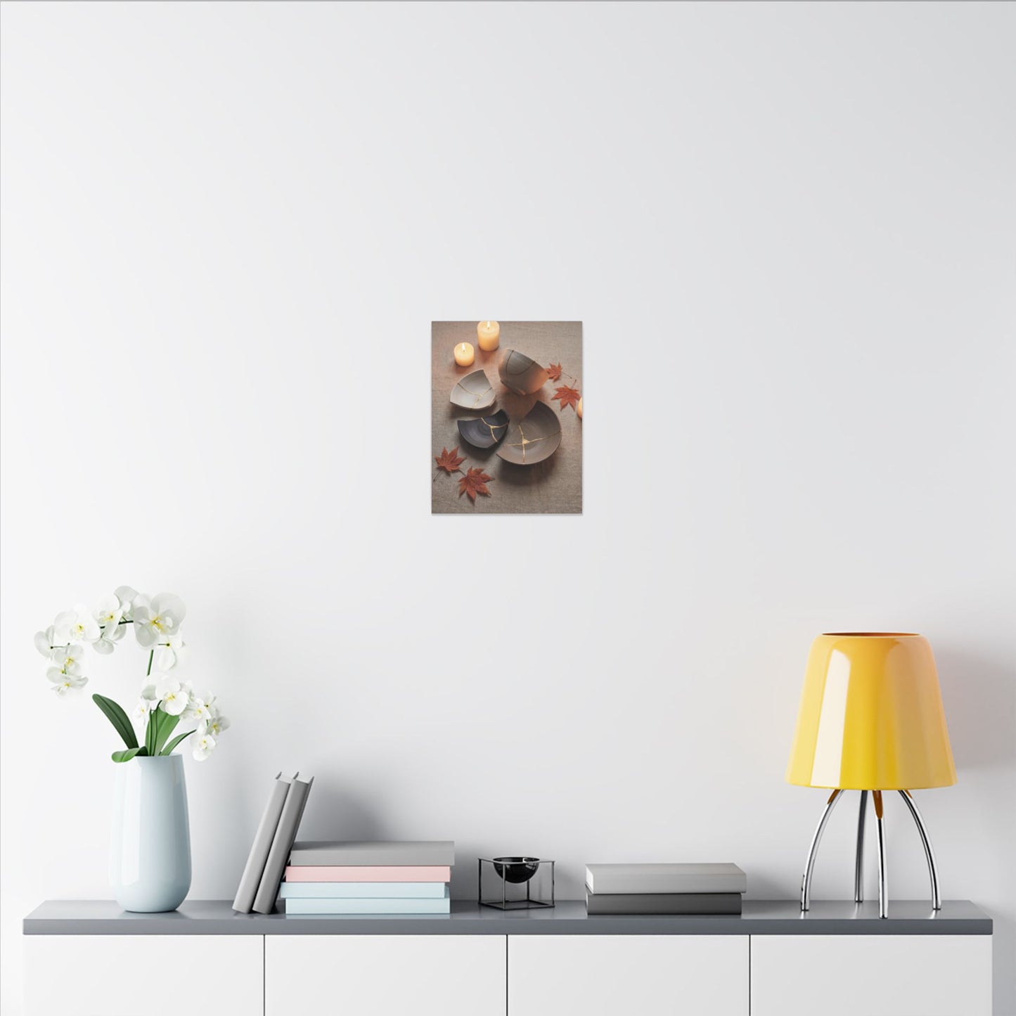 Candlelight Broken Pottery Canvas Art - Japandi Ma