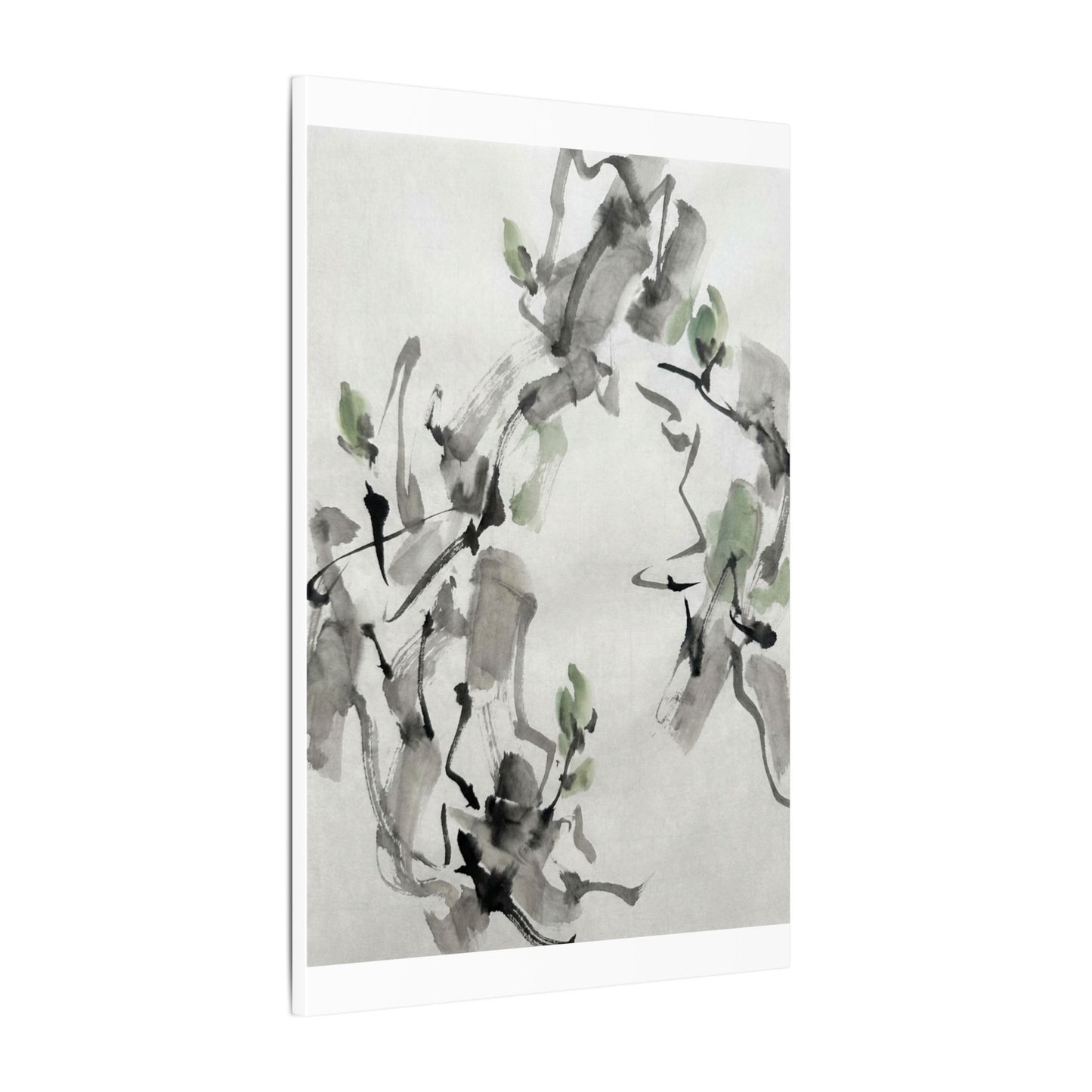 Zen Ink Brushstroke in Overcast | Sumi E Canvas Art