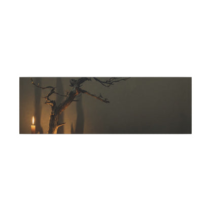 Ma Pine Tree Canvas Art - Dark Japandi Shadow Zen