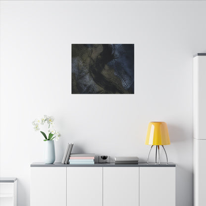 Shibui Ink Brushstroke Canvas Art - Dark Japandi Dark Texture