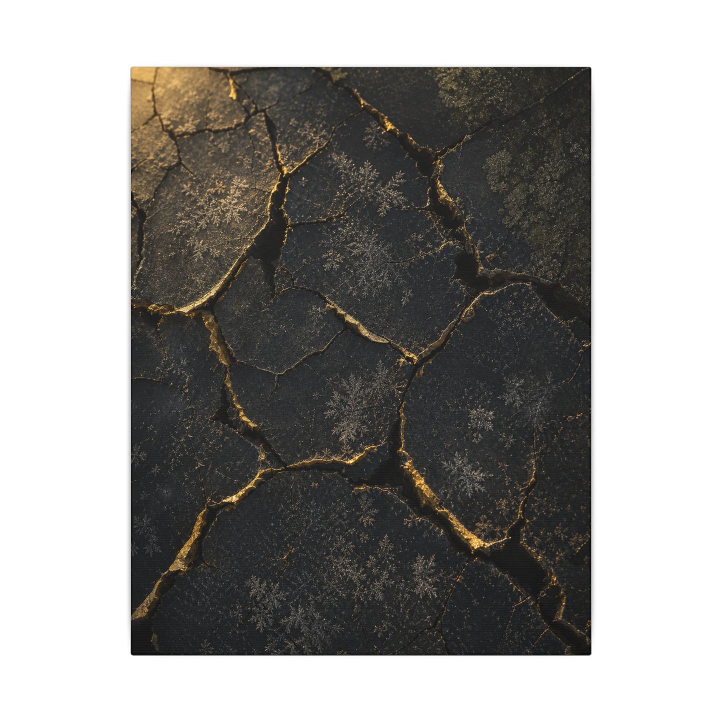 Cracked Earth Canvas Art | Winter Dark Japandi Shadow Zen Art