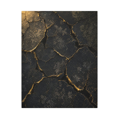 Cracked Earth Canvas Art | Winter Dark Japandi Shadow Zen Art