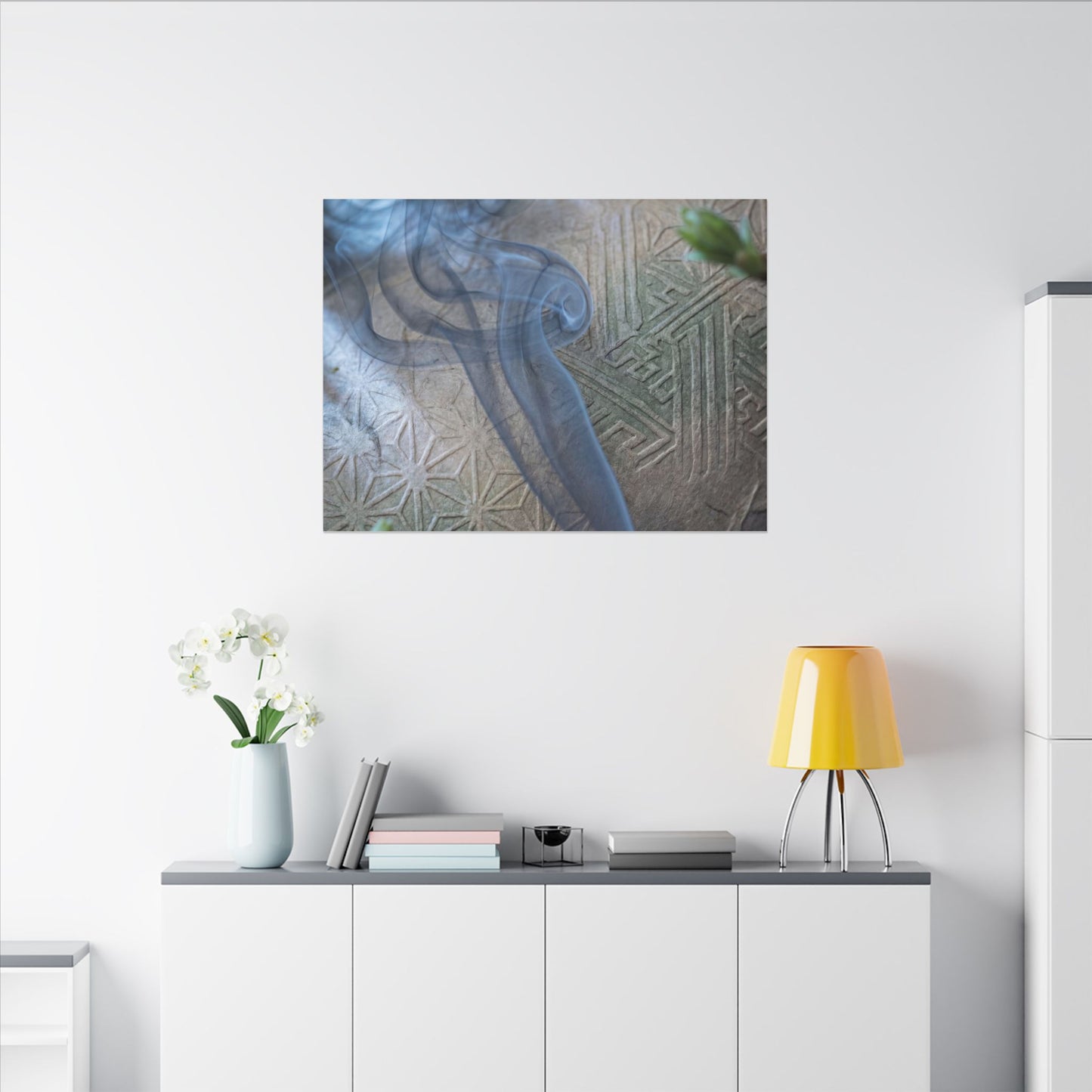 Spring Incense Smoke Japanese Pattern Canvas Art | Neutral Decor