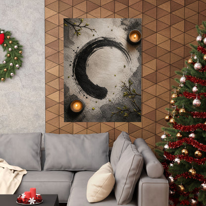 Peaceful Ink Brushstroke Wall Art Print - Enso Zen