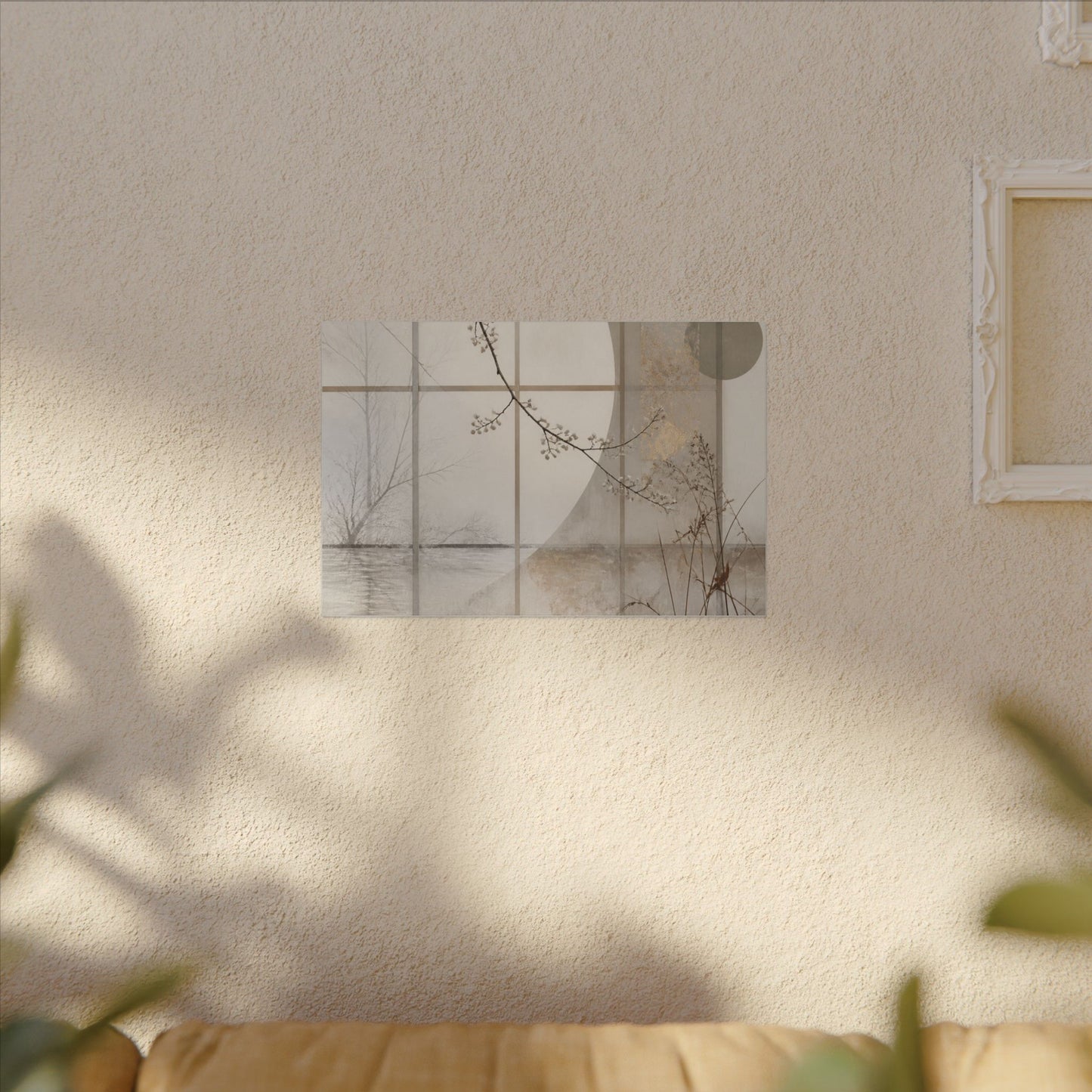 Winter Shoji Screen Japanese Pattern Canvas Art | Elegant Decor