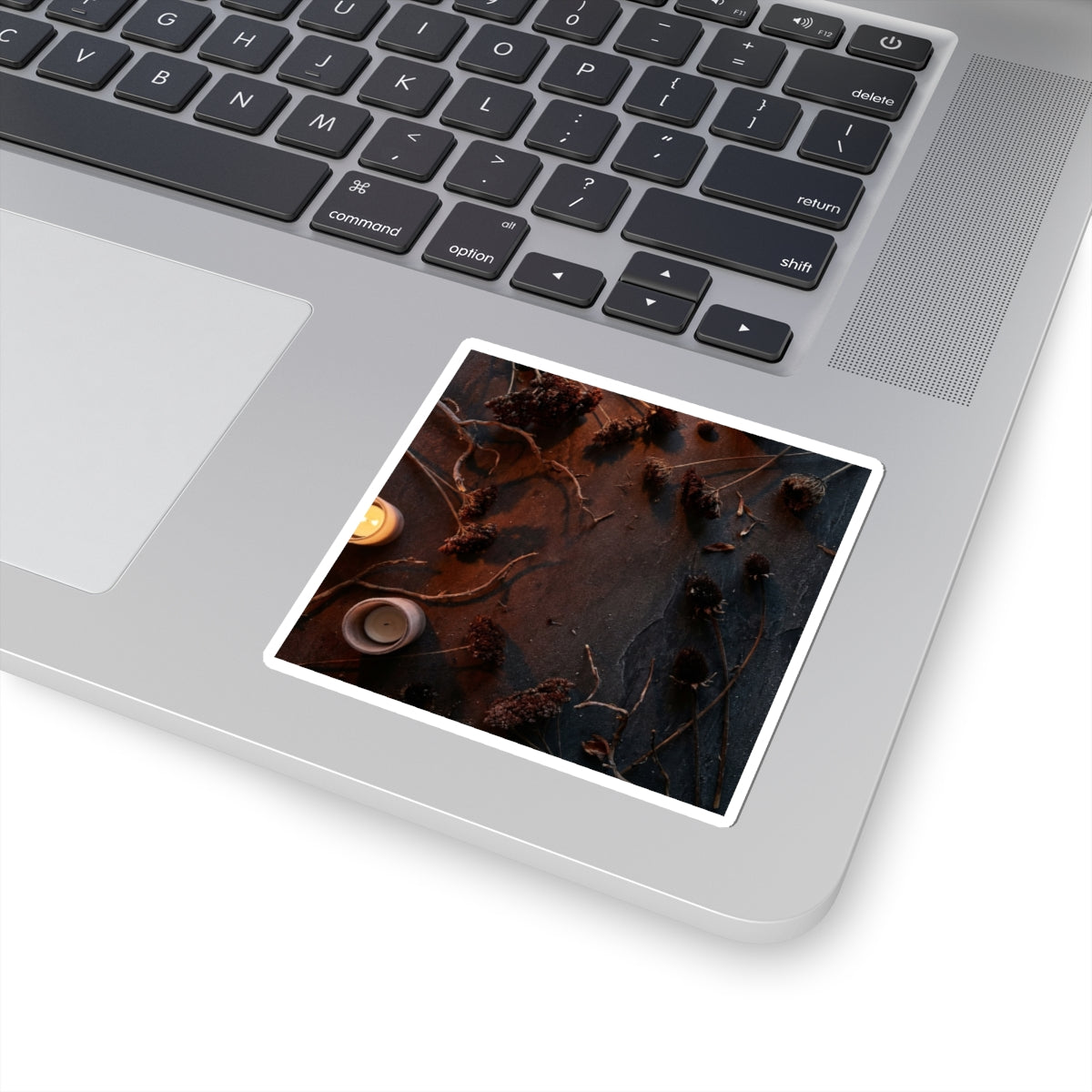 Candlelight Dried Flowers Sticker - Dark Japandi Seijaku Art Print
