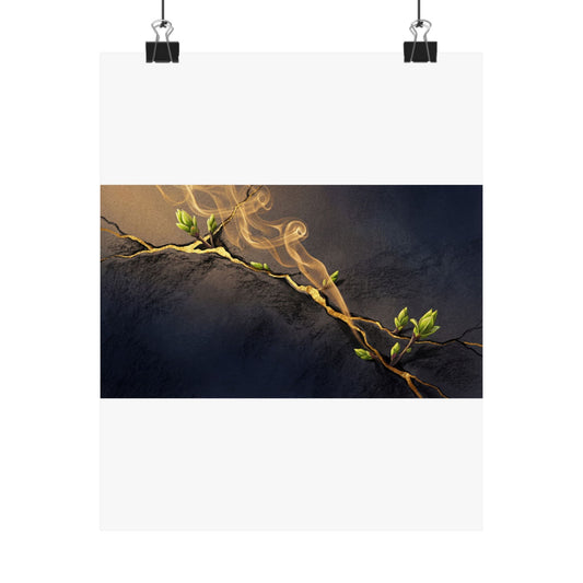 Ma Incense Smoke Wall Art Print - Kintsugi Gold Vein Art Print