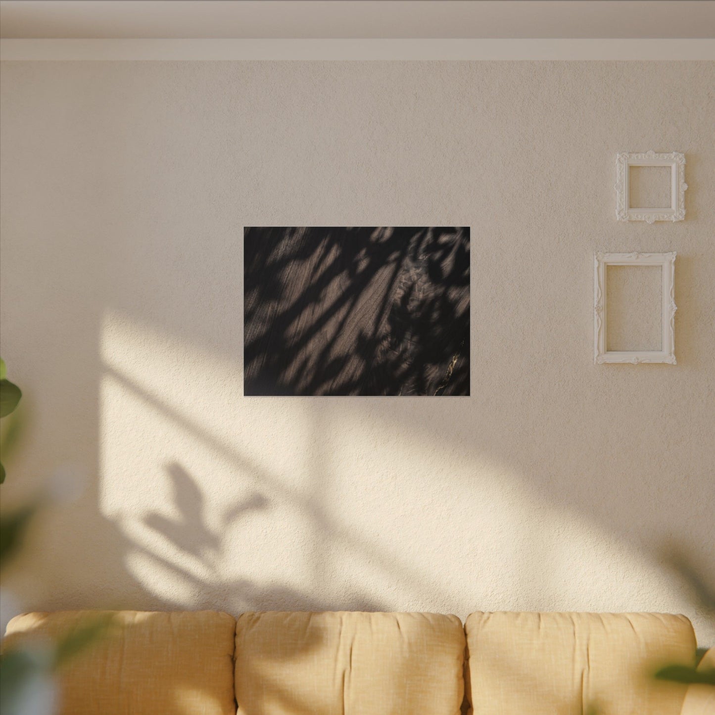 Shadow Play Summer Canvas Art | Dark Japandi Moody Design