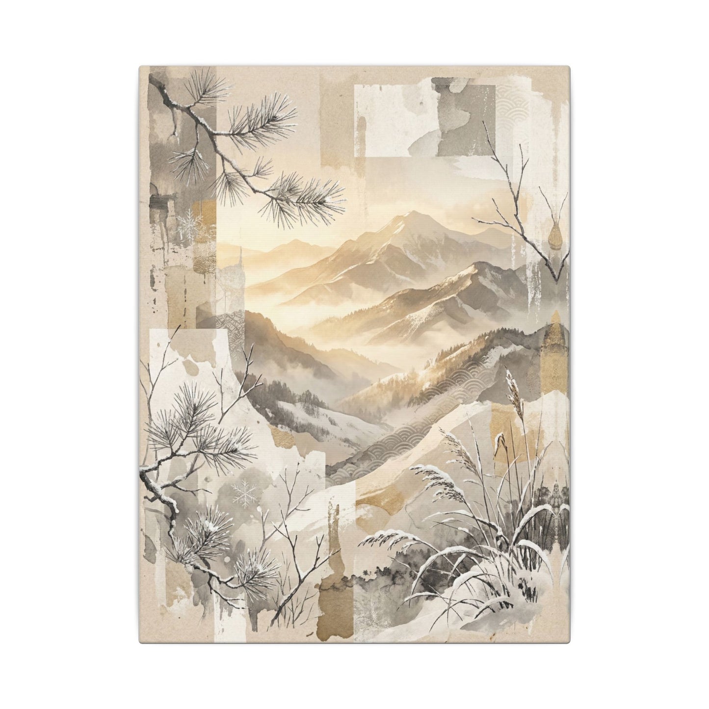 Shibui Mountain Mist Canvas Art - Japandi Japanese Pattern