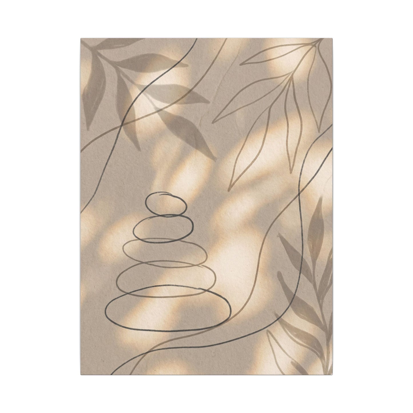River Stones Minimal Line Canvas Art | Earthy Japandi Art