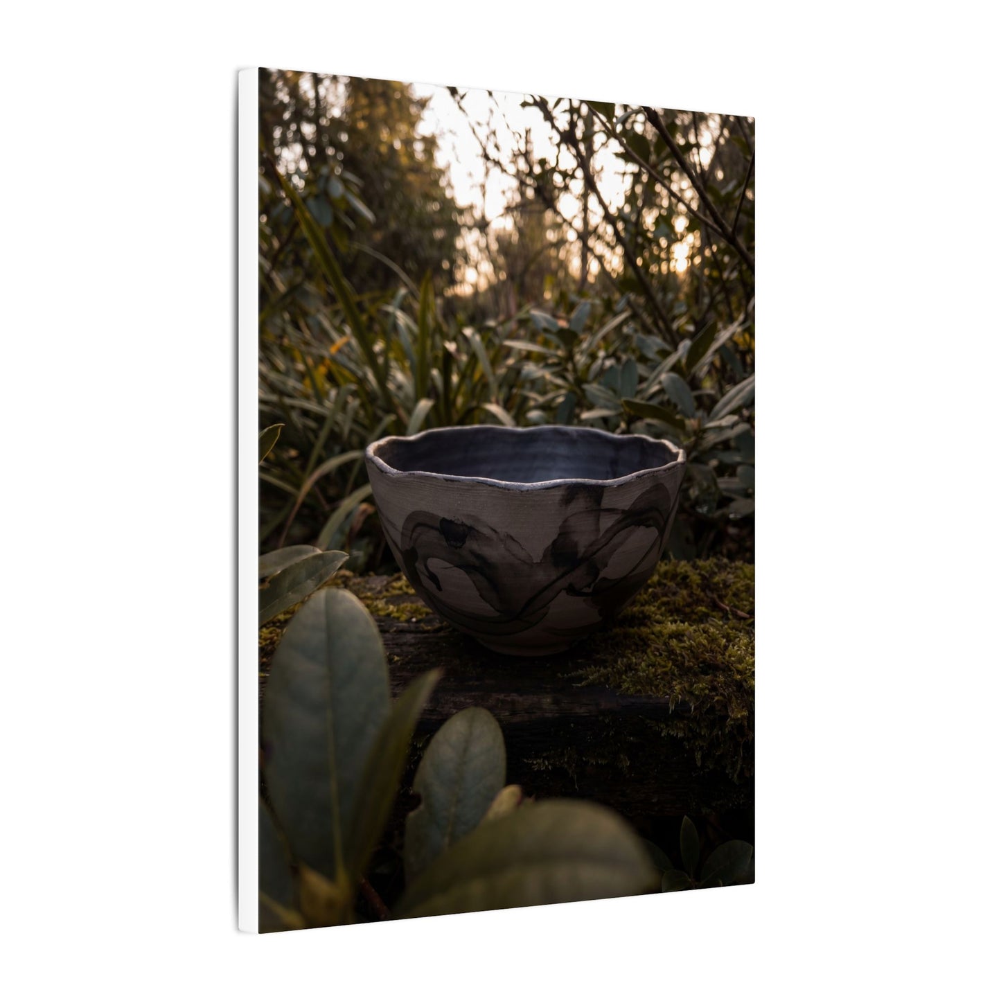 Ceramic Bowl Canvas Art | Summer Dark Japandi Charcoal Ink Art