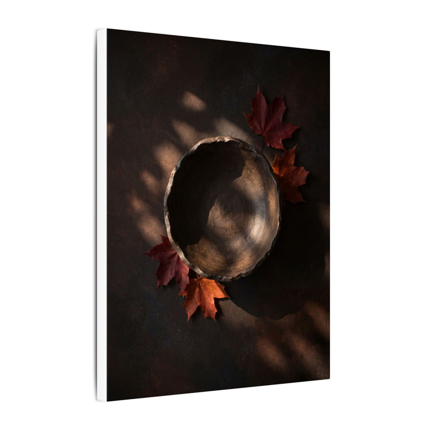 Ceramic Bowl Canvas Art | Autumn Dark Japandi Dark Texture Art