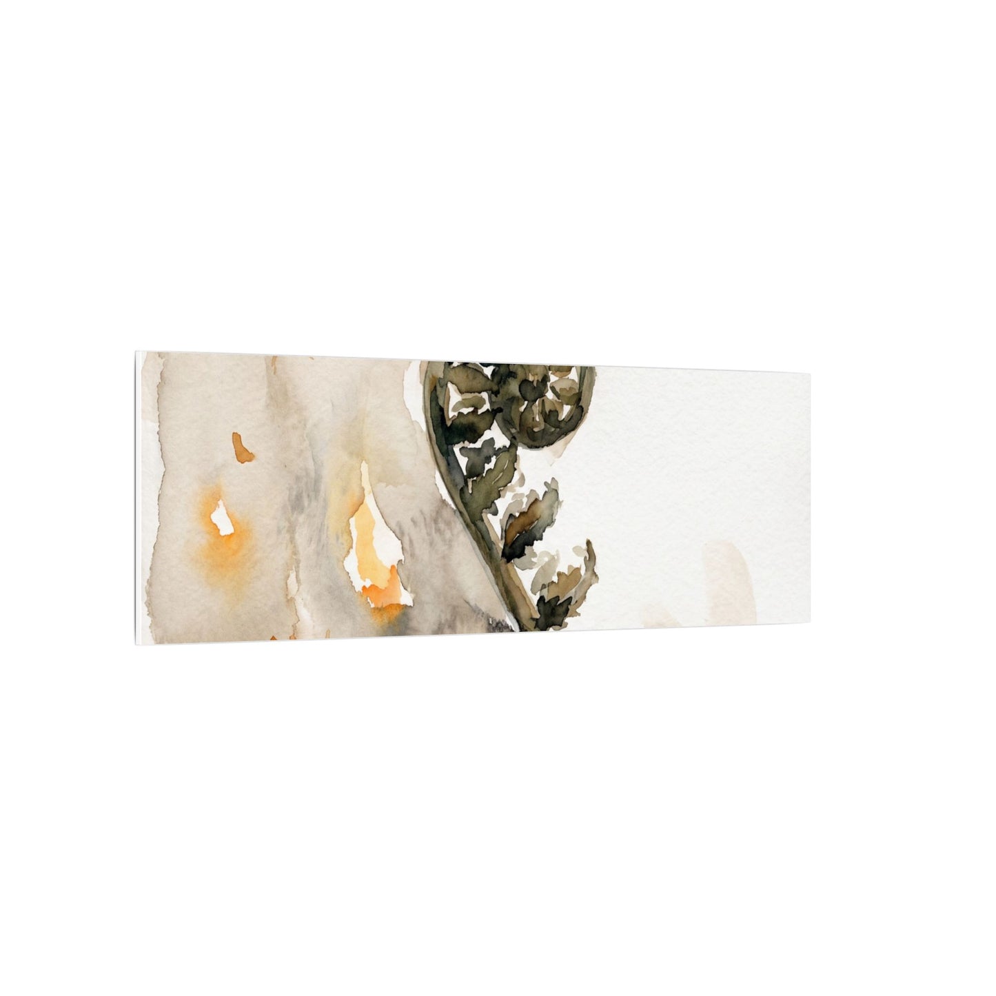 Fern Unfurling Watercolor Canvas Art | Earthy Japandi Art