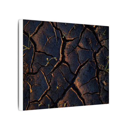 Cracked Earth Moody Minimal Canvas Art | Luxurious Dark Japandi Art