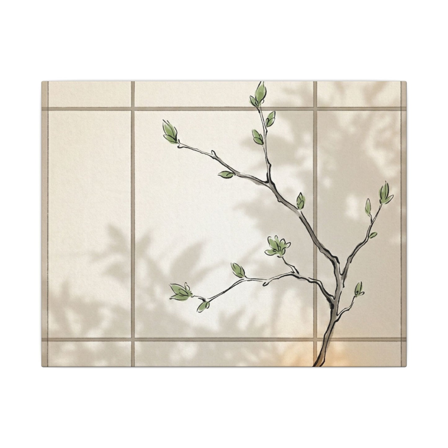 Shoji Screen Spring Canvas Art | Japandi Cozy Design Art Print
