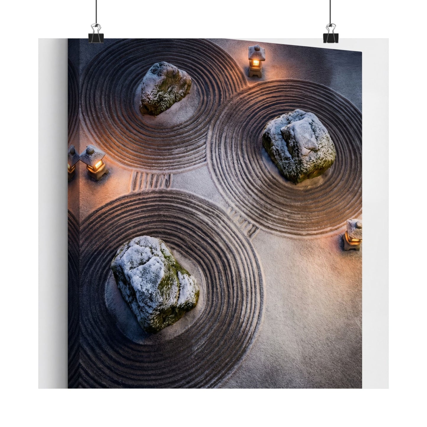 Earthy Rock Garden Wall Art Print - Japanese Pattern Japandi