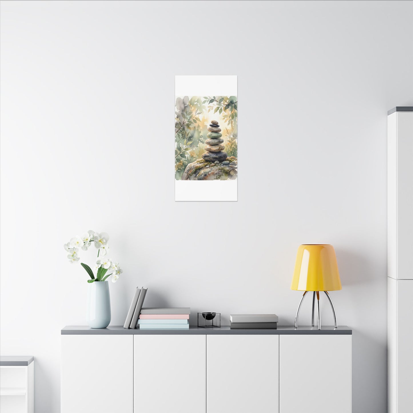 Golden Hour River Stones Canvas Art - Japandi Mono No Aware