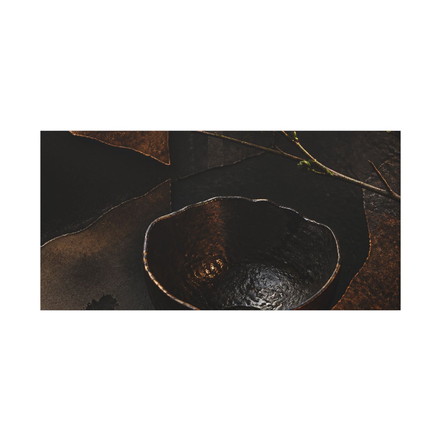 Atmospheric Ceramic Bowl Canvas Art - Shadow Zen Dark Japandi