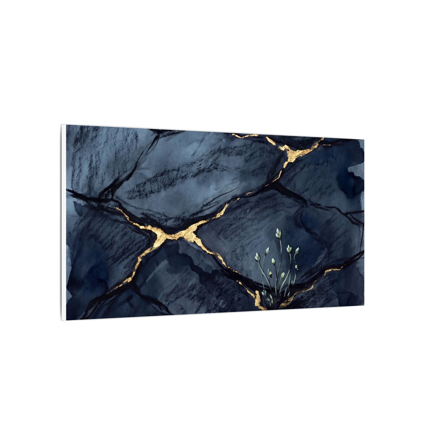 Mono No Aware Cracked Earth Canvas Art - Dark Japandi Charcoal Ink