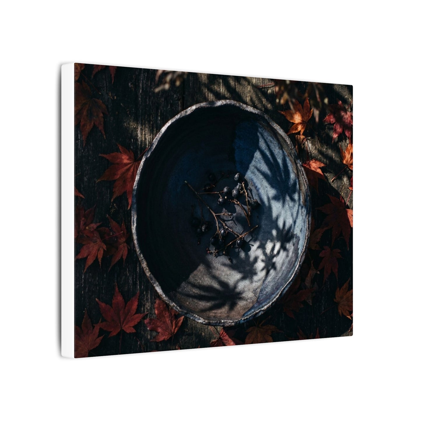 Autumn Ceramic Bowl Shadow Zen Canvas Art | Bold Decor