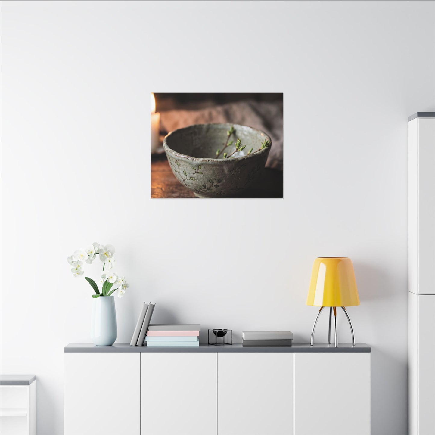 Ceramic Bowl Spring Canvas Art | Japandi Neutral Design