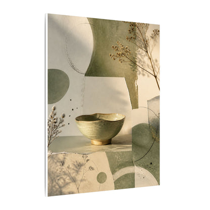 Warm Ceramic Bowl Canvas Art - Minimal Line Japandi