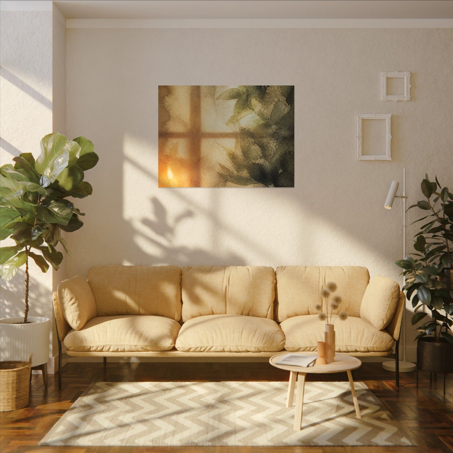Cozy Shoji Screen Canvas Art - Watercolor Japandi