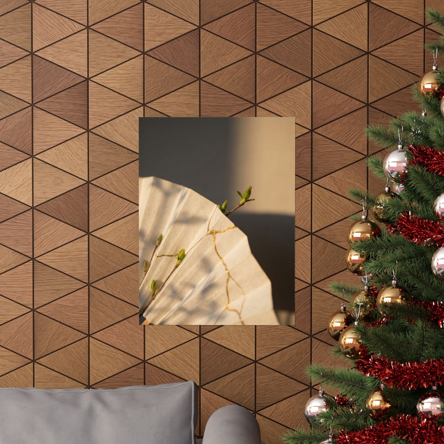 Ma Paper Fold Wall Art Print - Kintsugi Gold Vein