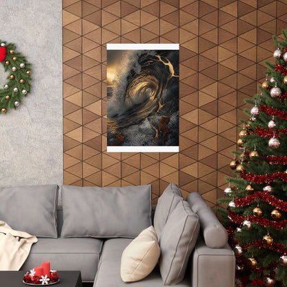 Healing Ocean Wave Wall Art Print - Gold Vein Kintsugi