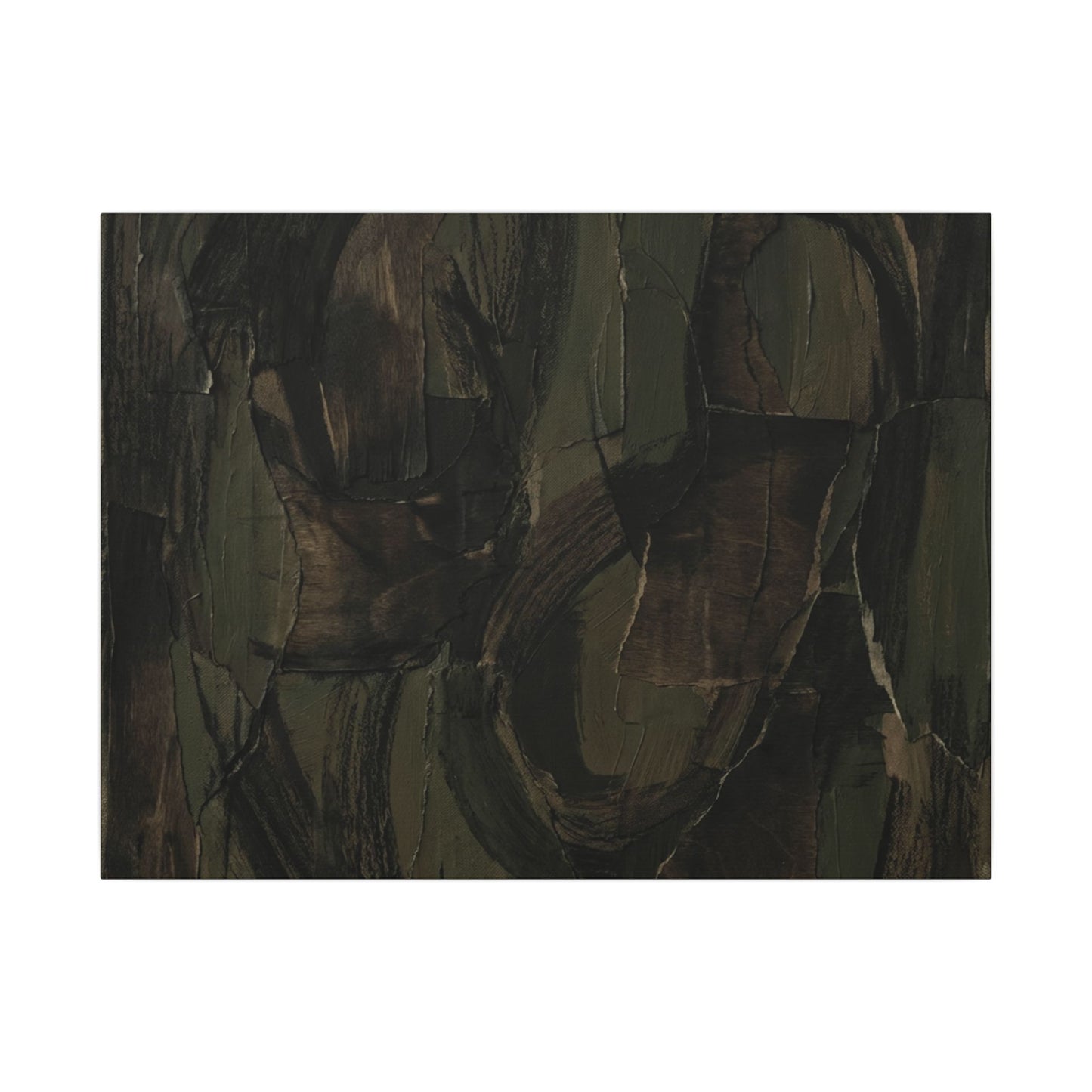 Mixed Media Dark Japandi Textured Canvas Art | Mixed Media Dark Texture Art Print