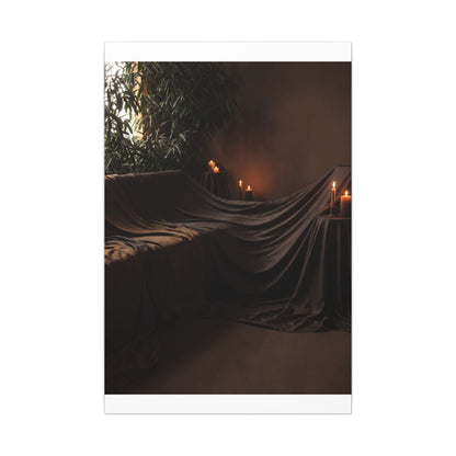 Candlelight Silk Drape Canvas Art - Dark Japandi Ma