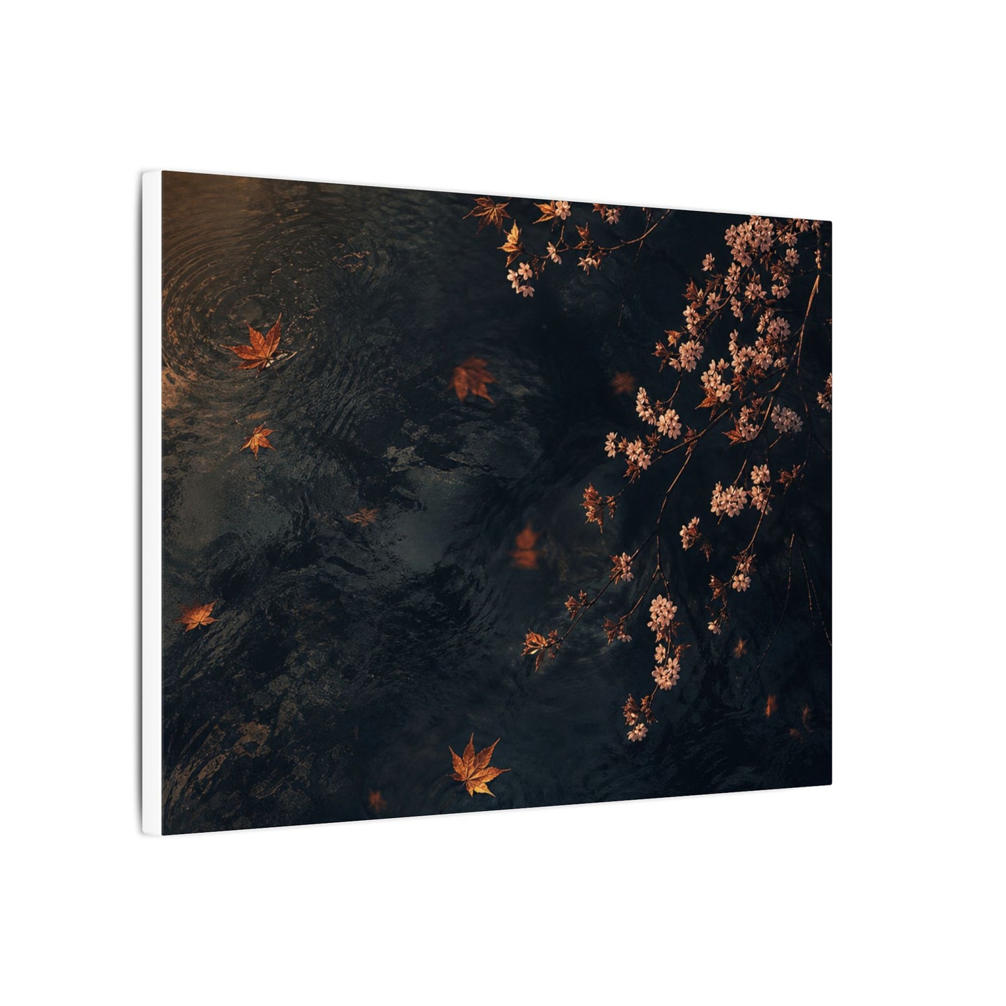 Golden Hour Cherry Blossom Canvas Art - Dark Japandi Kanso