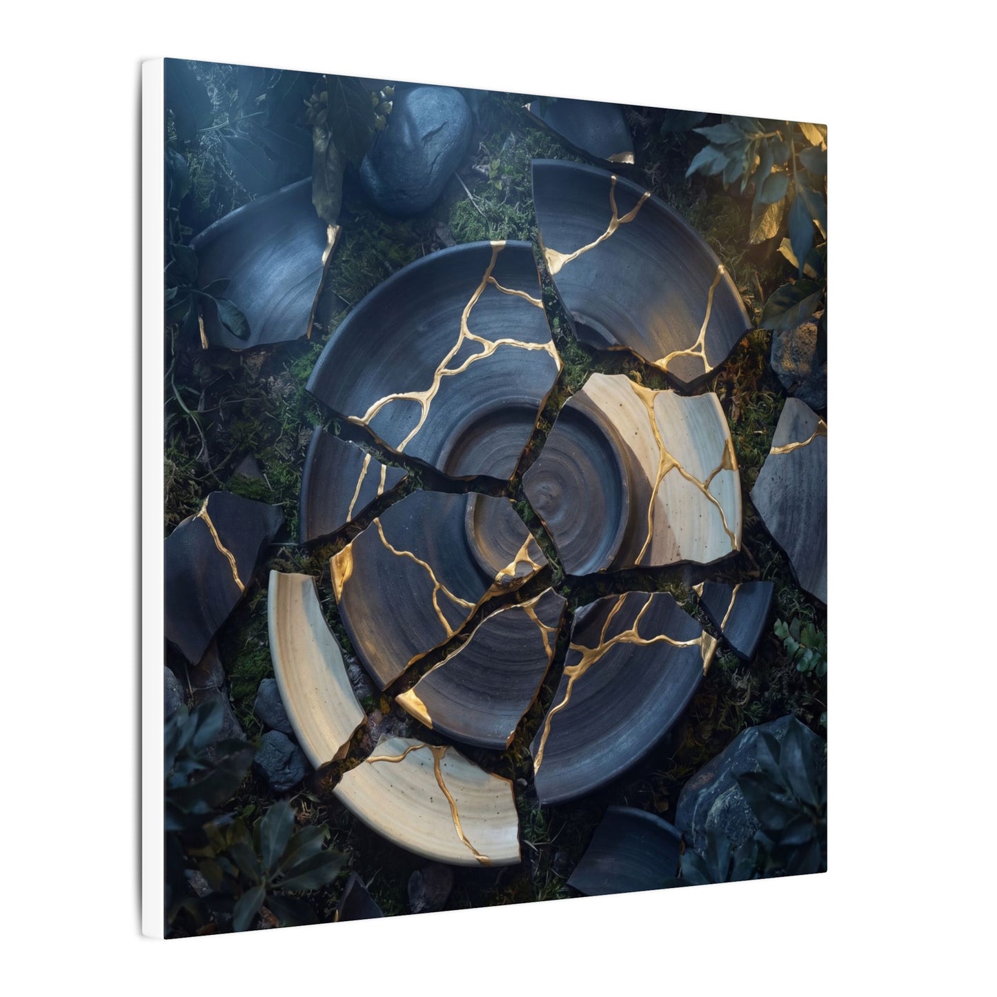 Resilient Broken Pottery Canvas Art - Gold Vein Kintsugi