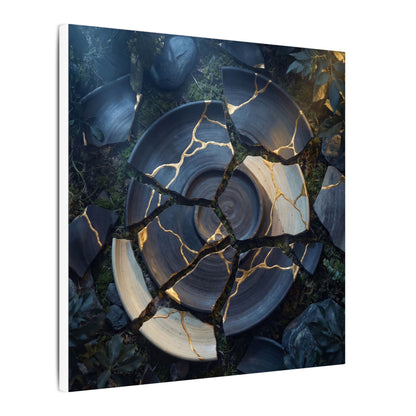 Resilient Broken Pottery Canvas Art - Gold Vein Kintsugi