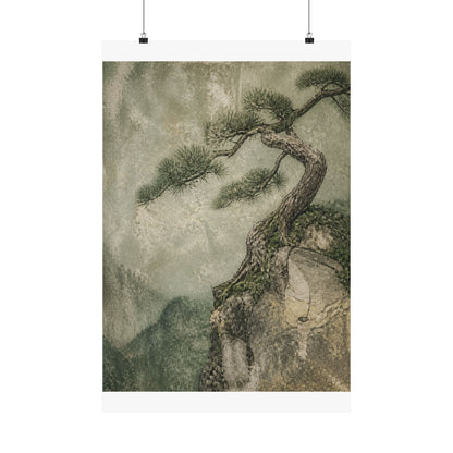 Japandi Pine Tree in Overcast | Texture Wall Art Print