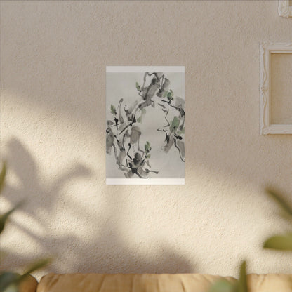 Zen Ink Brushstroke in Overcast | Sumi E Canvas Art