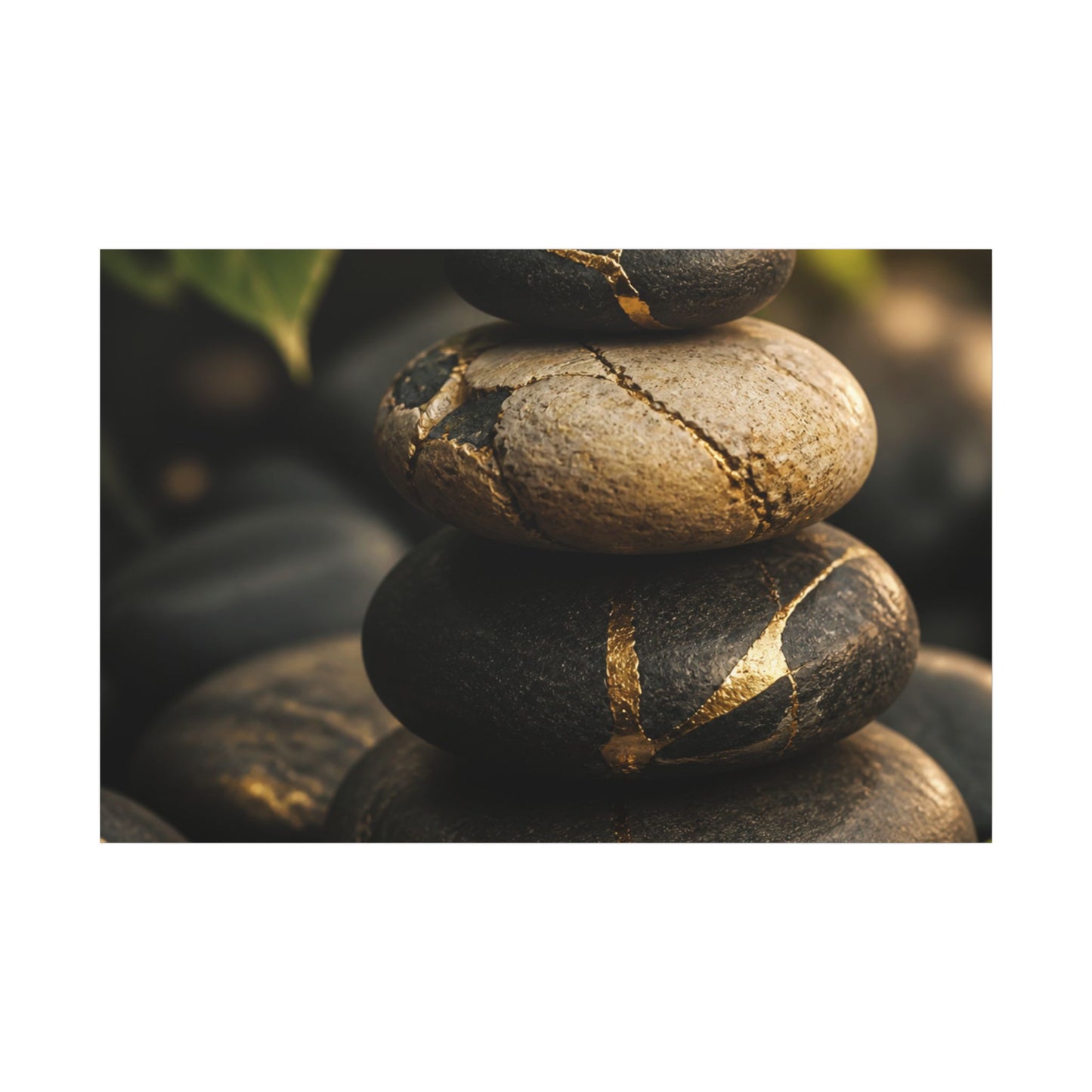 Summer River Stones Broken Beauty Canvas Art | Healing Decor