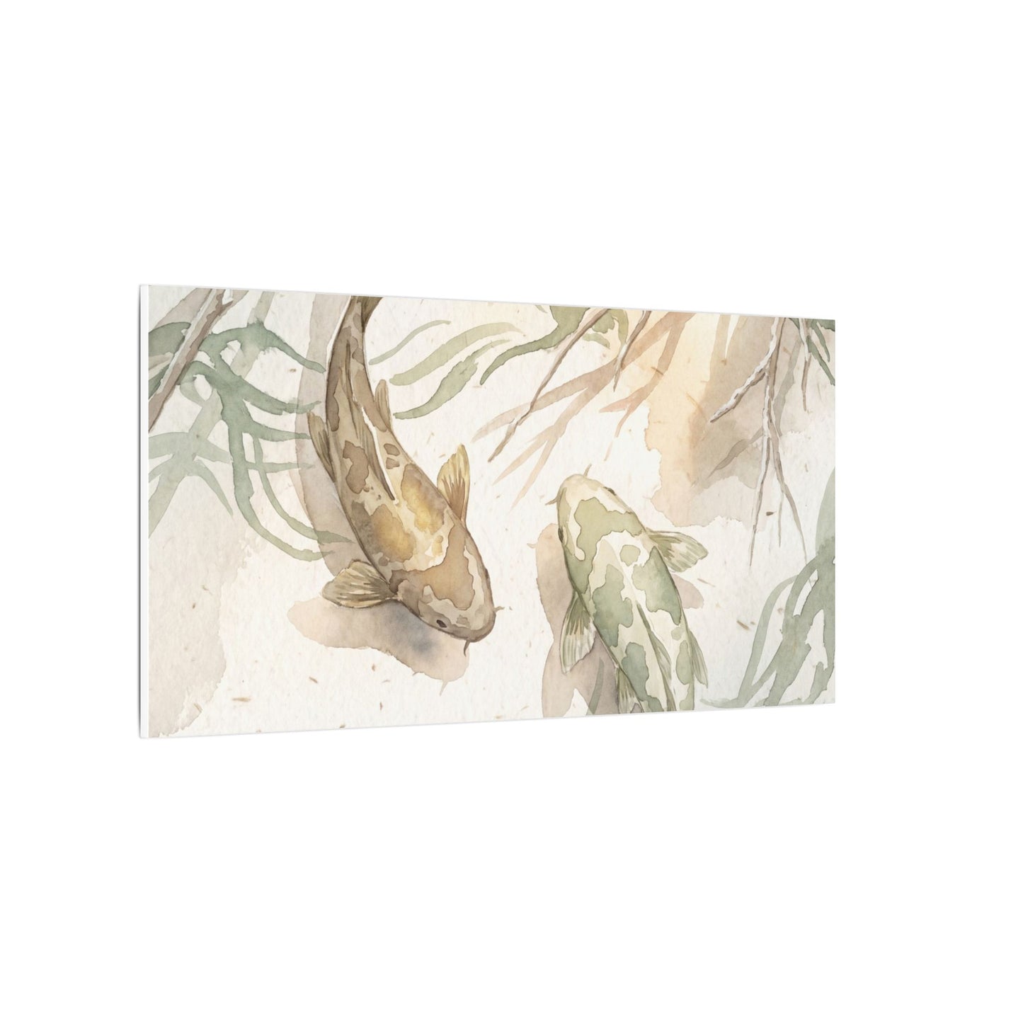 Koi Pond Canvas Art | Winter Japandi Watercolor Art