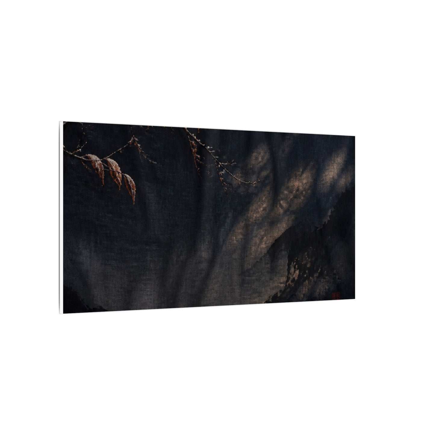 Atmospheric Silk Drape Canvas Art - Charcoal Ink Dark Japandi