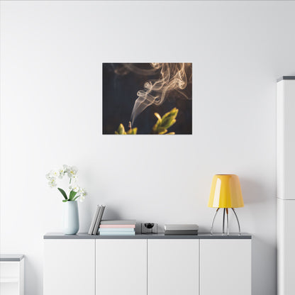 Incense Smoke Spring Canvas Art | Dark Japandi Atmospheric Design