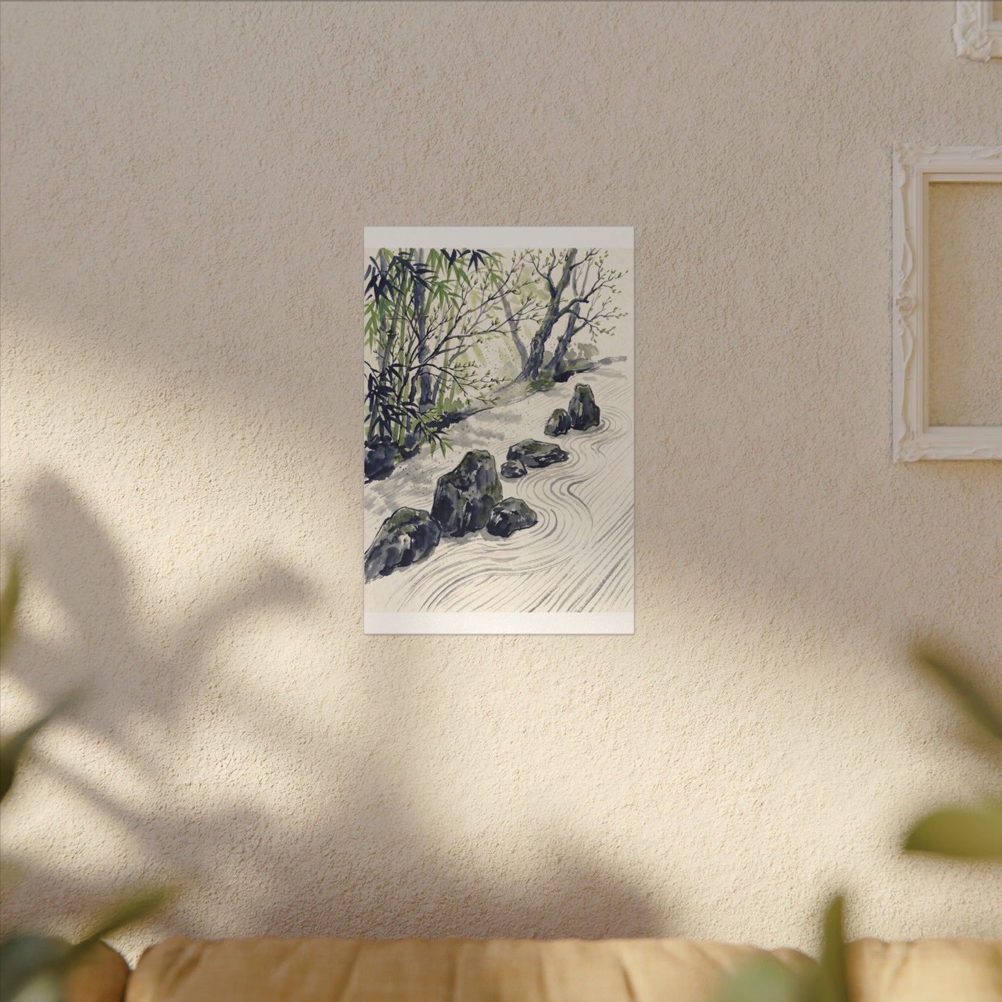 Dappled Rock Garden Canvas Art - Zen Mono No Aware