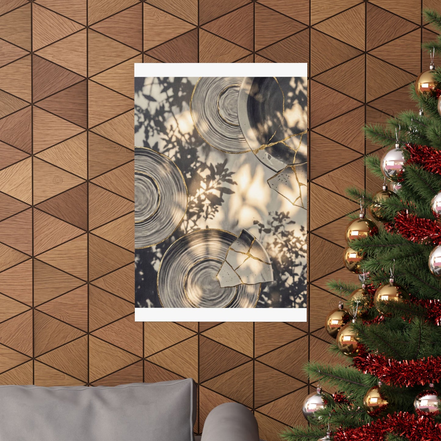 Water Ripple Wall Art Print | Summer Kintsugi Gold Vein Art