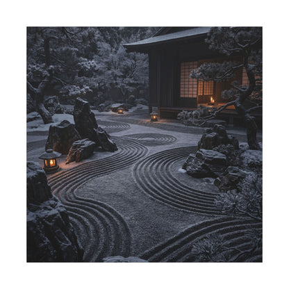 Candlelight Rock Garden Canvas Art - Dark Japandi Fukinsei