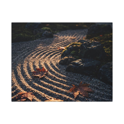 Rock Garden Moody Minimal Canvas Art | Bold Dark Japandi Art
