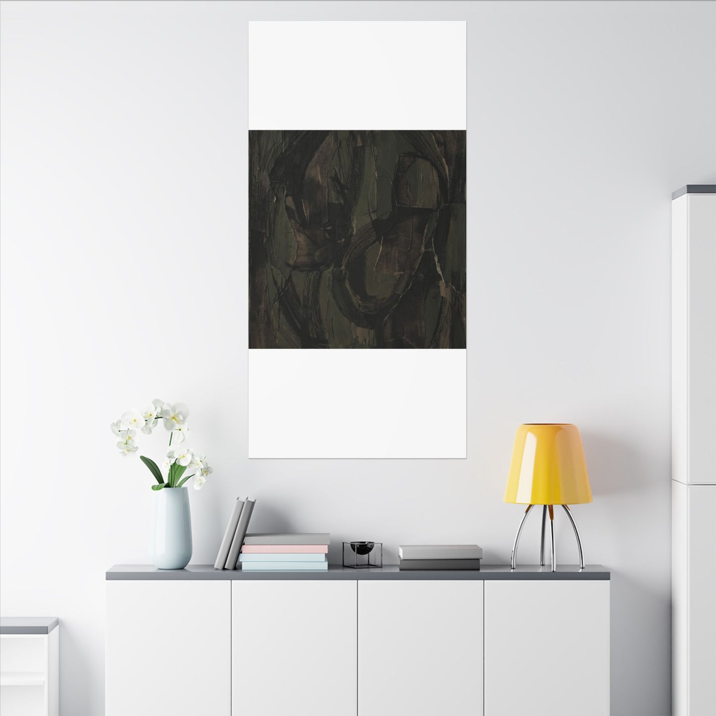 Mixed Media Dark Japandi Textured Canvas Art